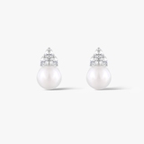 Kolczyki srebrne z perłą i cyrkoniami