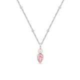 Naszyjnik srebrny z perłą i różową cyrkonią