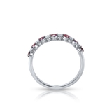 Pierścionek białe złoto z brylantami i rubinami