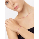 Naszyjnik srebrny pozłacany z różowymi cyrkoniami