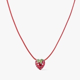 Naszyjnik sznurkowy z truskawką