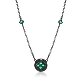 Naszyjnik srebrny z czarnymi i zielonymi cyrkoniami METEORY