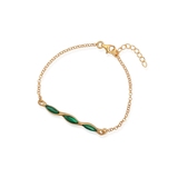 Bransoletka srebrna pozłacana z malachitem