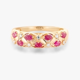 Pierścionek złoty z rubinami i diamentami TRIO