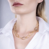 Naszyjnik srebrny pozłacany elipsa