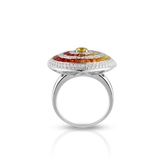 Pierścionek białe złoto z brylantami i szafirami