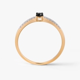 Pierścionek złoty z szafirem i diamentami