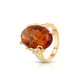 Pierścionek złoty z bursztynem