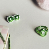 Kolczyki Green Squares Princess Club