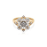 Pierścionek złoty z brązowymi brylantami i diamentami