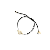 Bransoletka srebrna pozłacana na czarnym sznurku arabeska