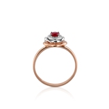 Pierścionek złoty bicolor z rubinami i diamentami