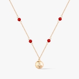 Naszyjnik złoty z meduzą i koralem Santorini