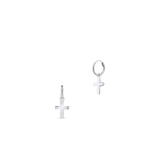 Kolczyki srebrne kółka z krzyżykiem