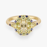 Pierścionek srebrny z oliwinami Szekspirowska