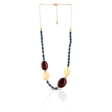 Naszyjnik srebrny pozłacany z bursztynami