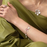 Bransoleta srebrna Kwiaty Nocy Wiśnia