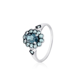 Pierścionek białe złoto z topazami