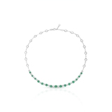 Naszyjnik białe złoto z diamentami i szmaragdami