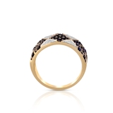 Pierścionek złoty bicolor z szafirami i diamentami