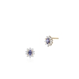 Kolczyki złote z tanzanitami i białymi topazami