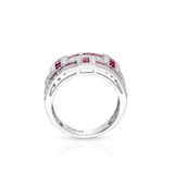 Pierścionek białe złoto z diamentami i rubinami