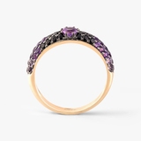 Pierścionek złoty Kwiaty Nocy Czarny Irys