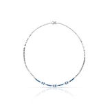 Naszyjnik białe złoto z szafirami i diamentami