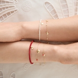 Bransoleta złota z muszlą i perłami Santorini