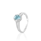 Pierścionek srebrny z niebieską cyrkonią