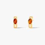 Kolczyki srebrne pozłacane z bursztynem