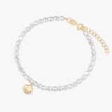 Bransoleta złota z muszlą i perłami Santorini