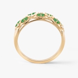 Pierścionek złoty ze szmaragdami i diamentami Trio