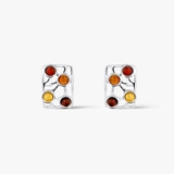 Kolczyki srebrne z bursztynami