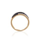 Pierścionek złoty bicolor z szafirami i diamentami