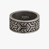 Pierścionek ze stali z czarnymi cyrkoniami