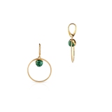 Kolczyki srebrne pozłacane wiszące z malachitem