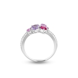 Pierścionek srebrny z kolorowymi kamieniami Mozaika