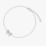 Bransoleta srebrna z różową kokardą
