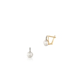 Kolczyki złote bicolor z perłami i cyrkoniami