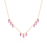 Naszyjnik srebrny pozłacany z różowymi cyrkoniami