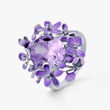 Pierścionek srebrny Kwiaty Nocy Fioletowy Bez