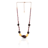 Naszyjnik pozłacany z bursztynami i granatami