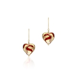 Kolczyki złote serca szkło Murano