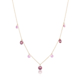 Naszyjnik złoty z różowymi cyrkoniami