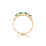 Pierścionek złoty ze szmaragdami i diamentami