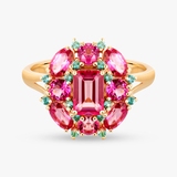 Pierścionek srebrny z różowymi topazami