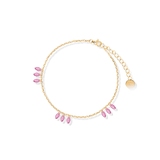 Bransoleta srebrna pozłacana z różowymi cyrkoniami