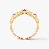 Pierścionek złoty z rubinami TRIO