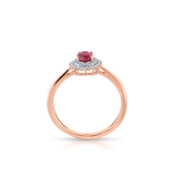 Pierścionek złoty z diamentami i rubinem